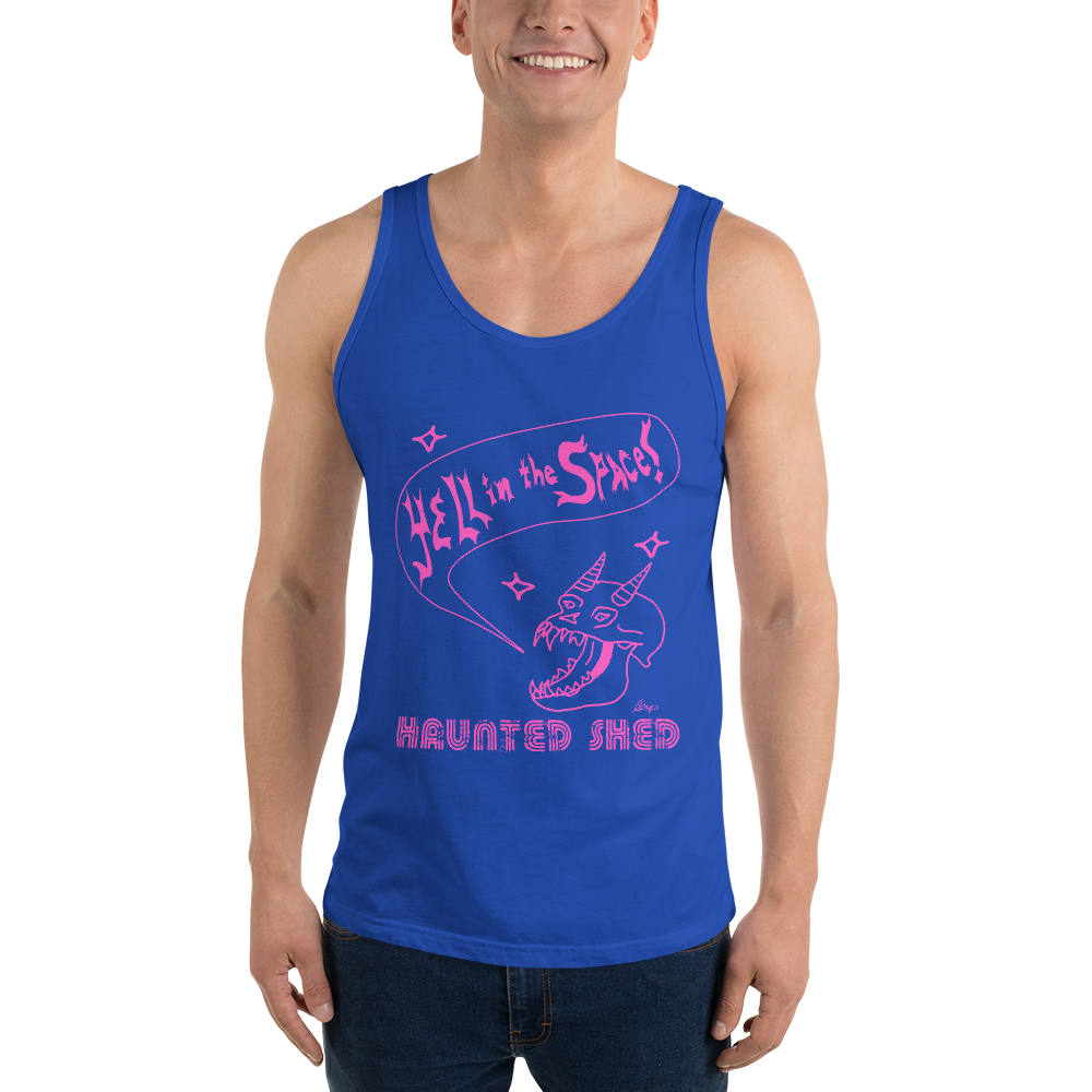 Haunted Shed 'Yell In Space' Unisex Tank Top - Blue & Pink