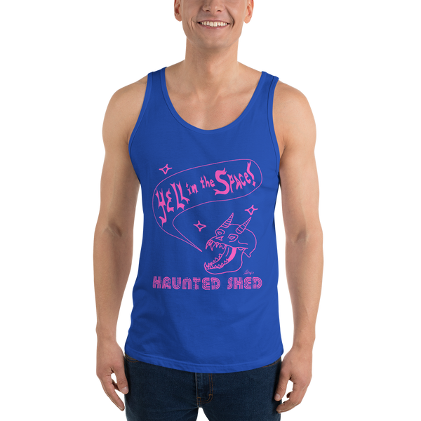 Haunted Shed 'Yell In Space' Unisex Tank Top - Blue & Pink