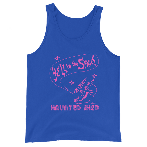 Haunted Shed 'Yell In Space' Unisex Tank Top - Blue & Pink