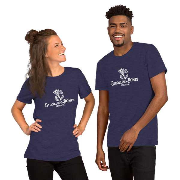 Strolling Bones White Text Logo Short Sleeve T-Shirt Navy