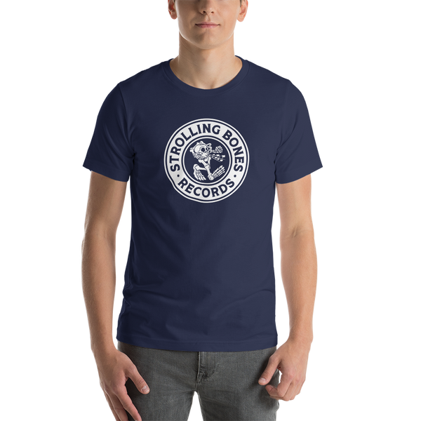 Strolling Bones Badge Logo Short Sleeve Unisex T-Shirt Navy