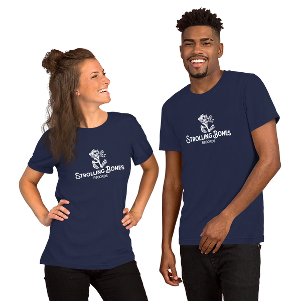 Strolling Bones White Text Logo Short Sleeve T-Shirt Navy