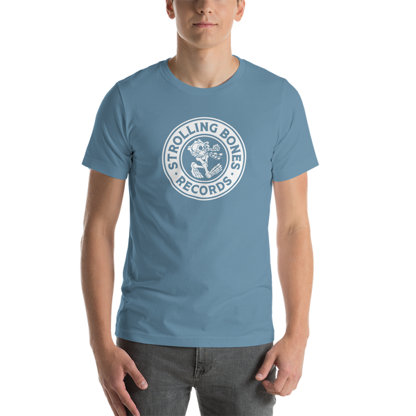 Strolling Bones Badge Logo Short Sleeve Unisex T-Shirt Blue