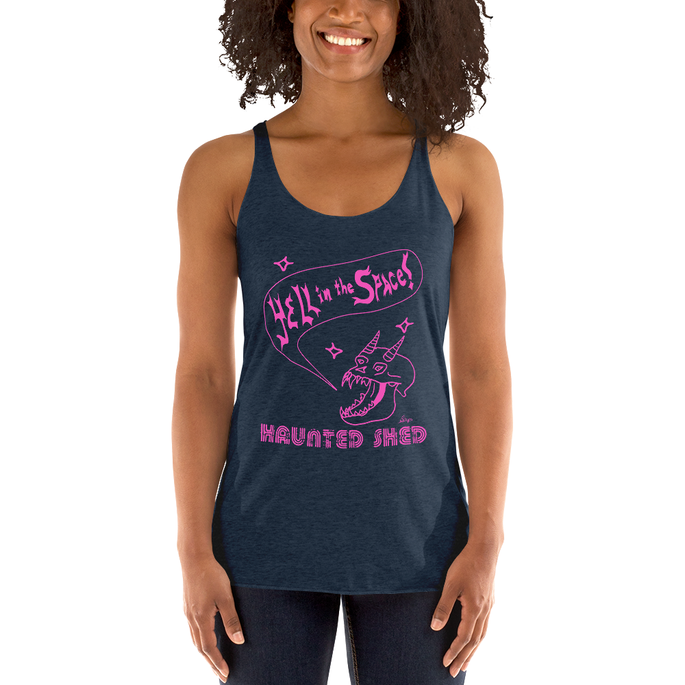 Haunted Shed 'Yell in Space' Women's Tank - Navy & Pink