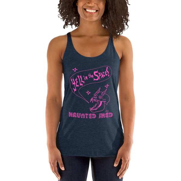 Haunted Shed 'Yell in Space' Women's Tank - Navy & Pink