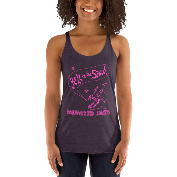 Haunted Shed 'Yell in Space' Women's Tank - Dark Purple & Pink